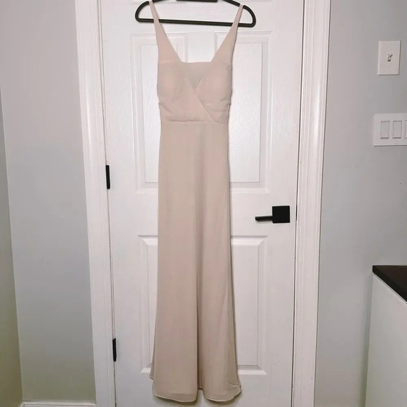 BIRDY GREY Sz S Light Pink Maxi Dress Tie Back Bridesmaid Dress - Picture 1 of 8